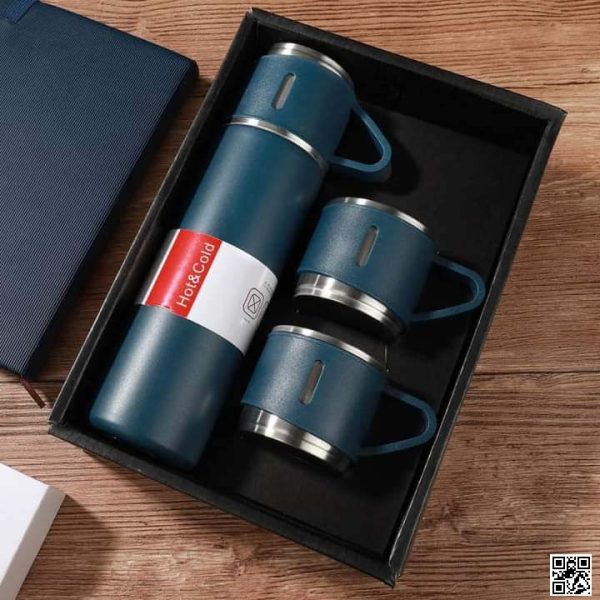 Vacuum Insulated Thermal Flask Set With Cup Set 3 in1